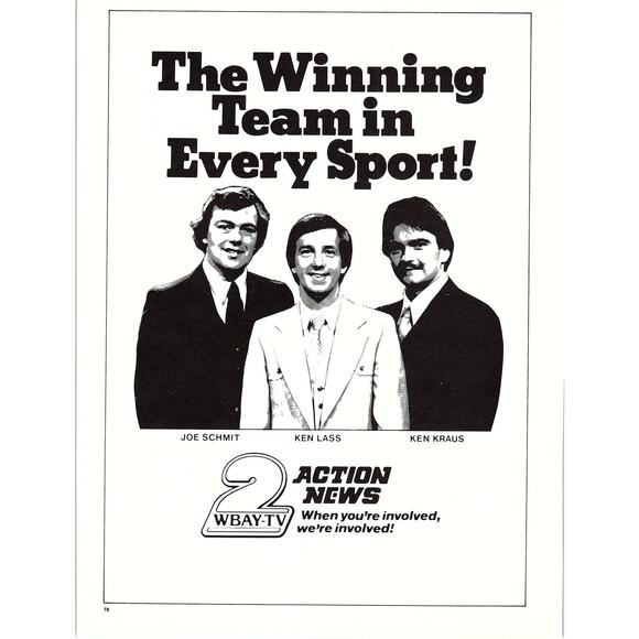 None and/or Unknown Other - WBAY-TV Action News Joe Schmit Ken Lass Ken Kraus 8x11" 1981 Ad D26